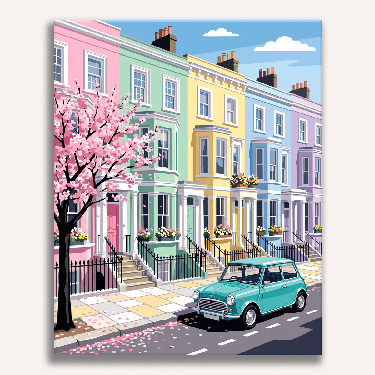 Pastel Row Blossom - Number Artist Paint by Numbers Kits
