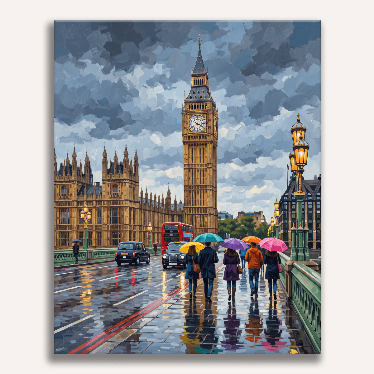 Umbrella Bridge Rain - Number Artist Paint by Numbers Kits