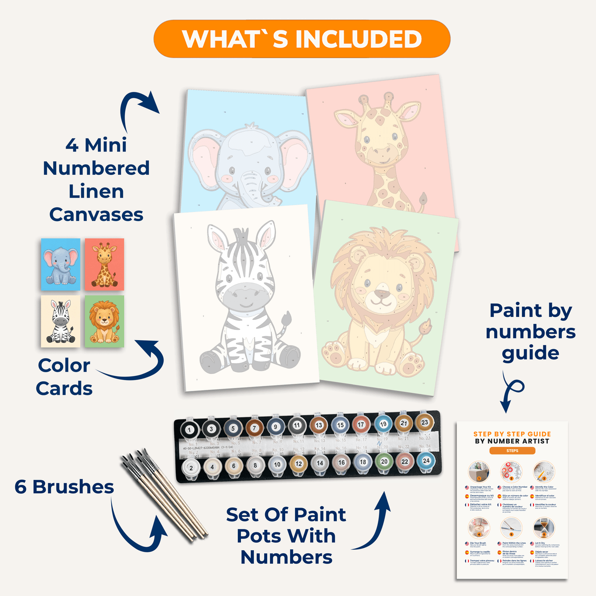 Safari Babies - Number Artist Paint by Numbers Kits