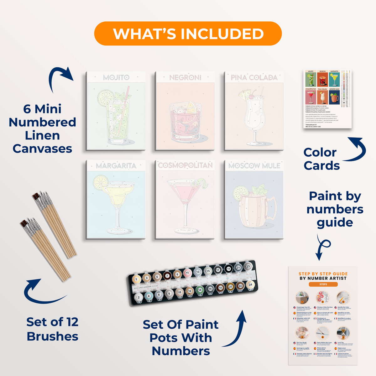 Classic Cocktails - Number Artist Paint by Numbers Kits