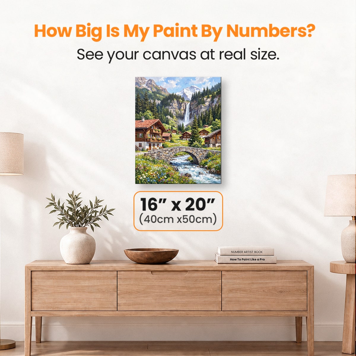 Swiss Village Waterfall - Number Artist Paint by Numbers Kits