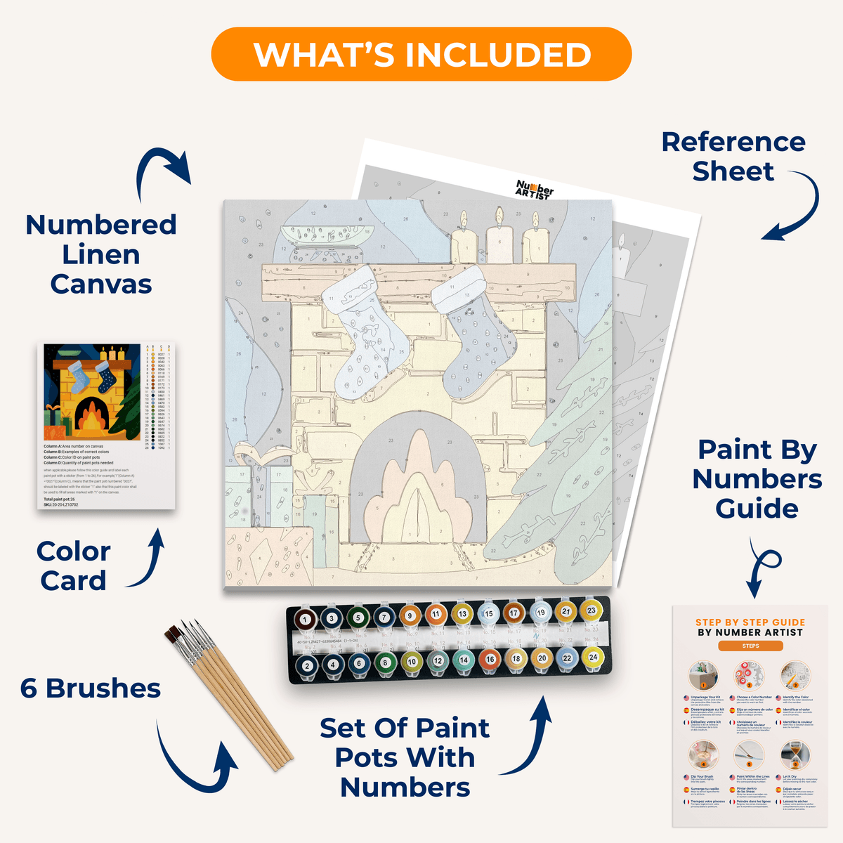 Fireplace Stockings - Number Artist Paint by Numbers Kits
