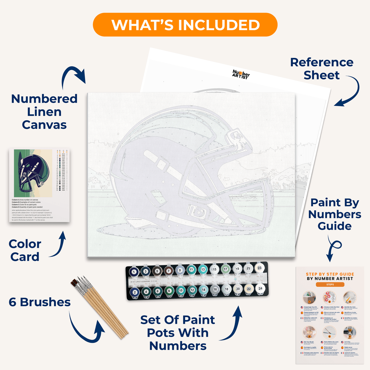 Rugby Helmet - Number Artist Paint by Numbers Kits