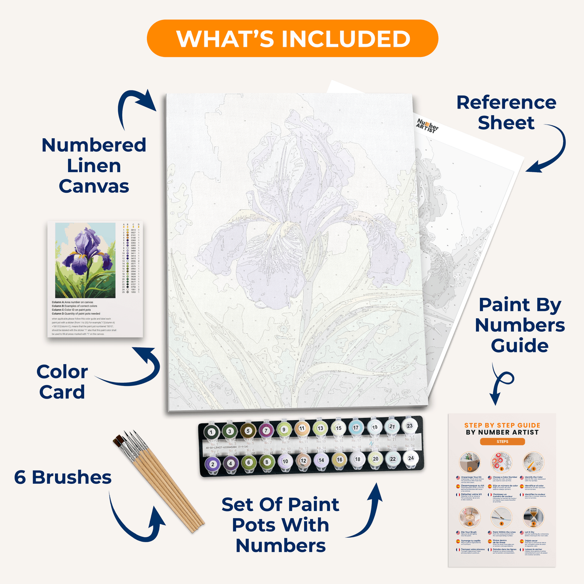A large, vibrant purple iris flower stands upright in a verdant, sunlit environment.