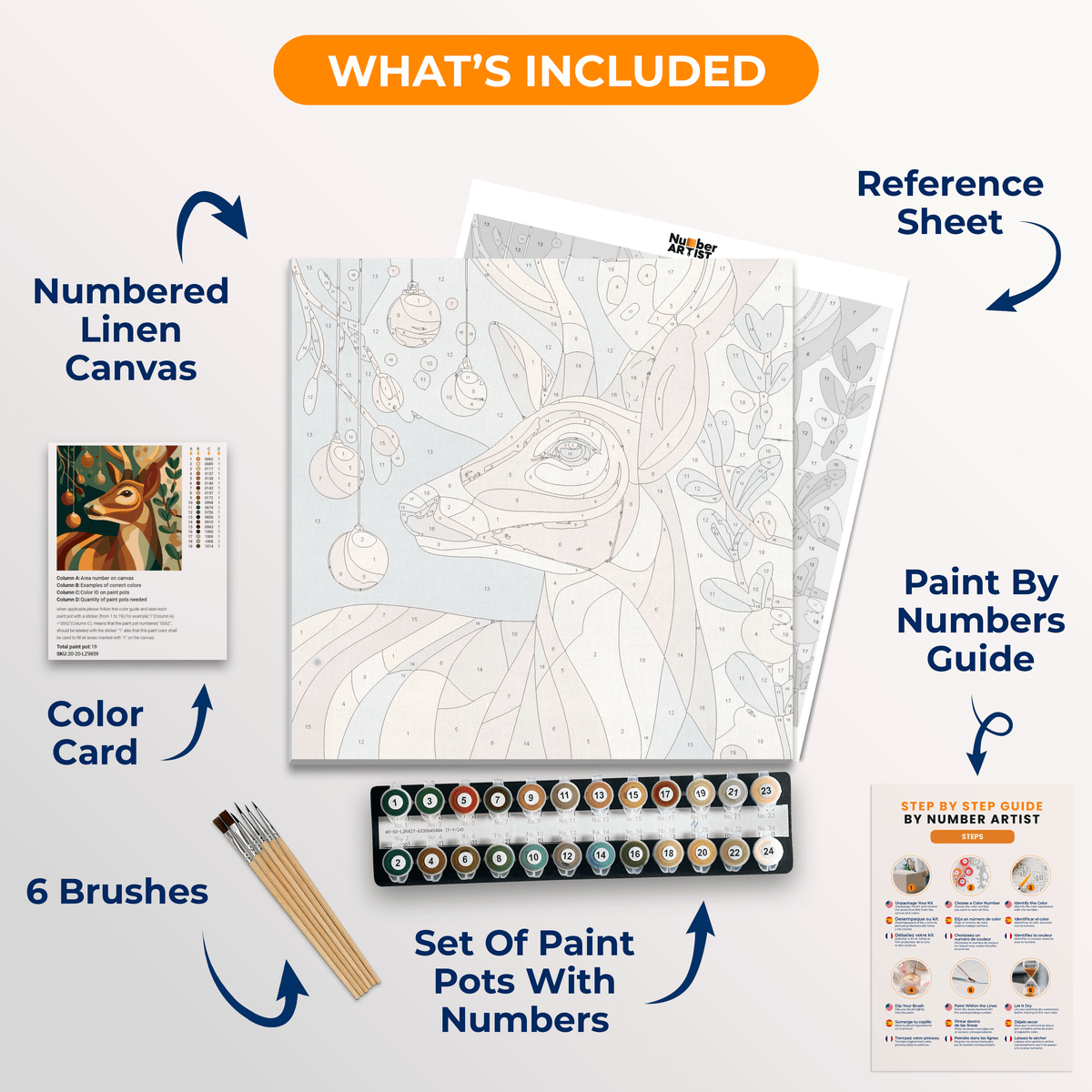 Colorful Reindeer - Number Artist Paint by Numbers Kits