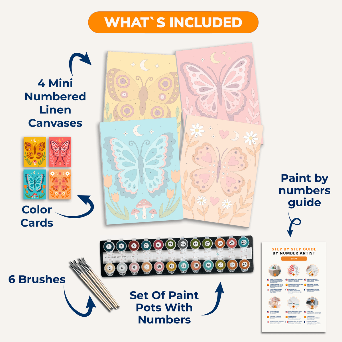 Folk Art Butterflies - Number Artist Paint by Numbers Kits