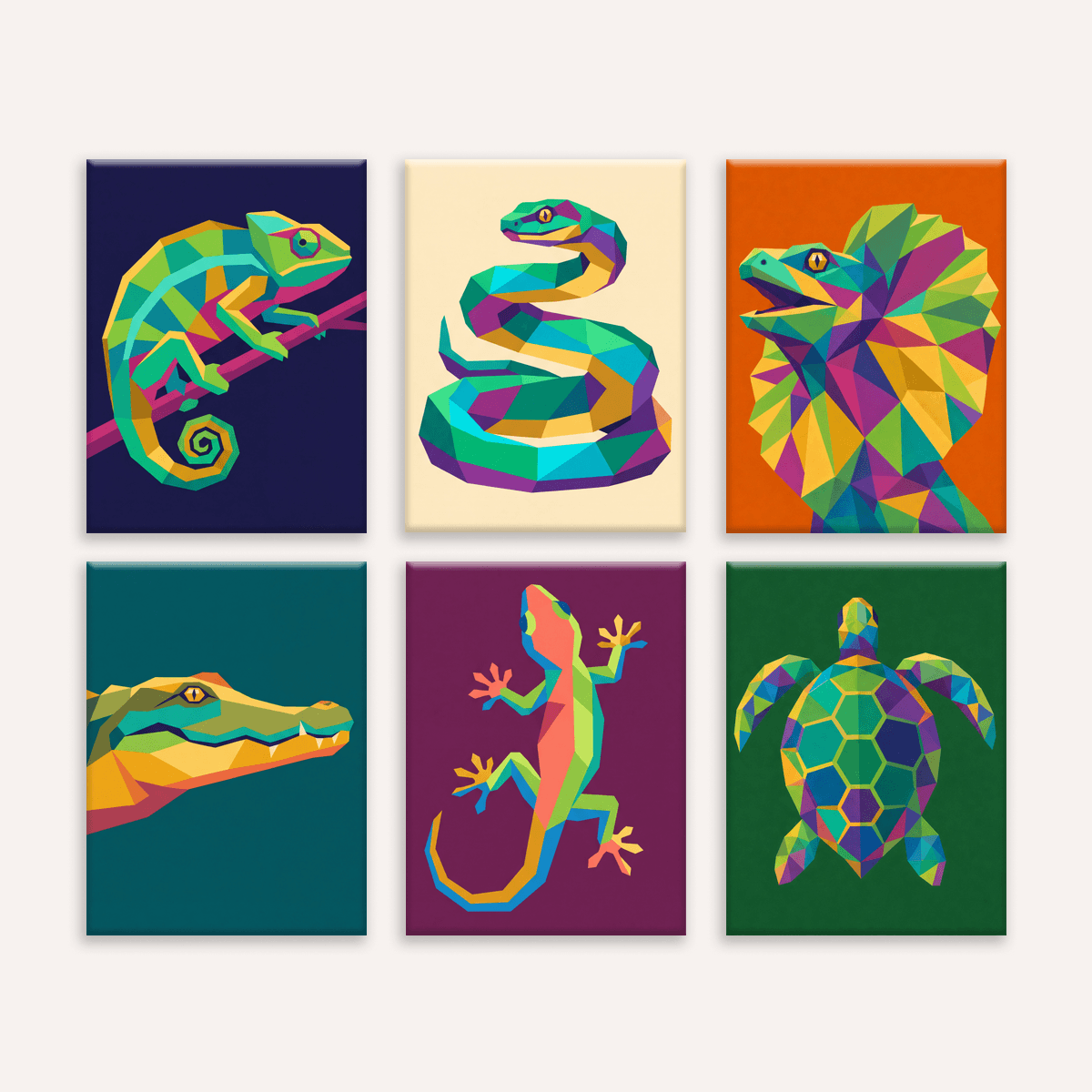 Polygonal Reptiles - Number Artist Paint by Numbers Kits