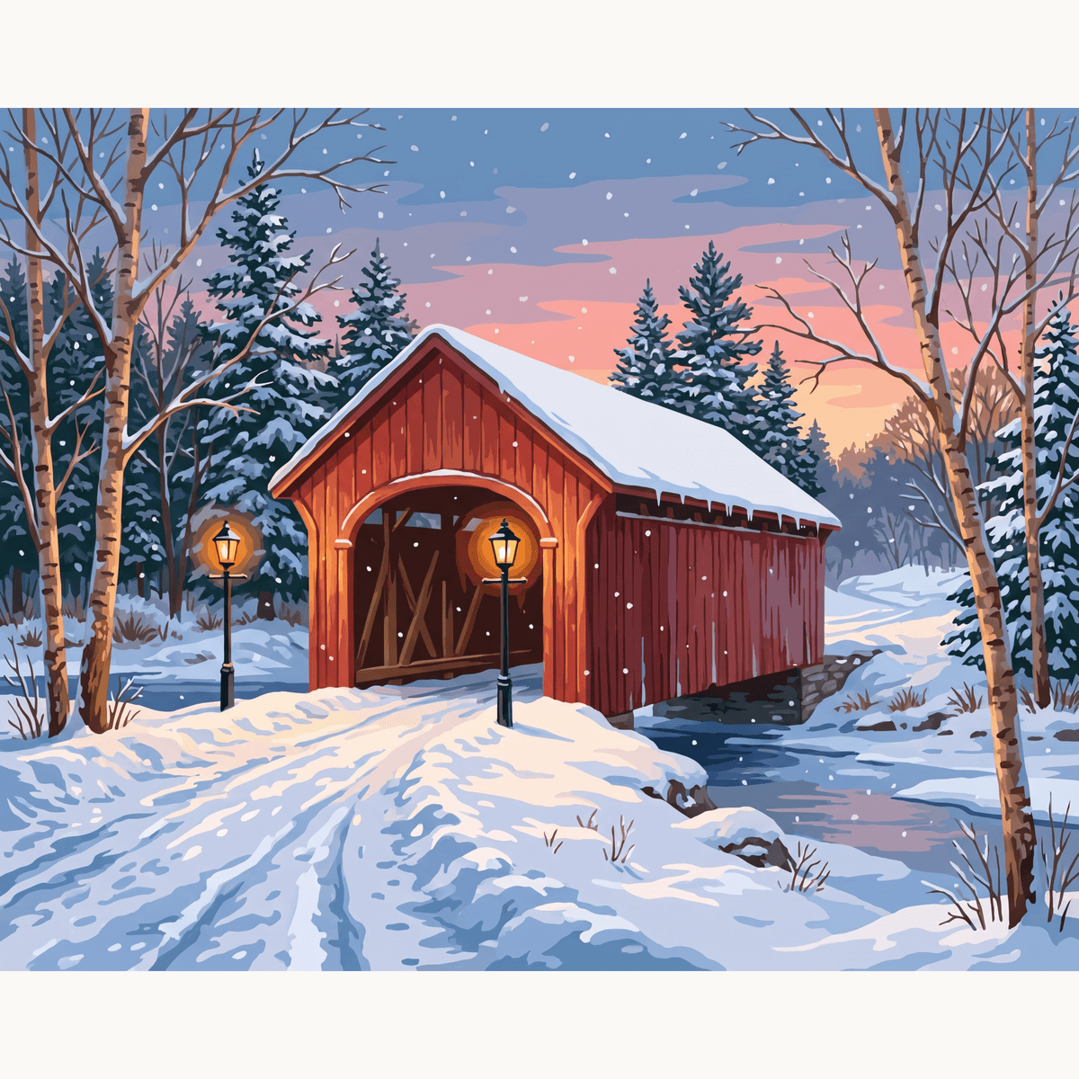 Covered Bridge Glow - Number Artist Paint by Numbers Kits