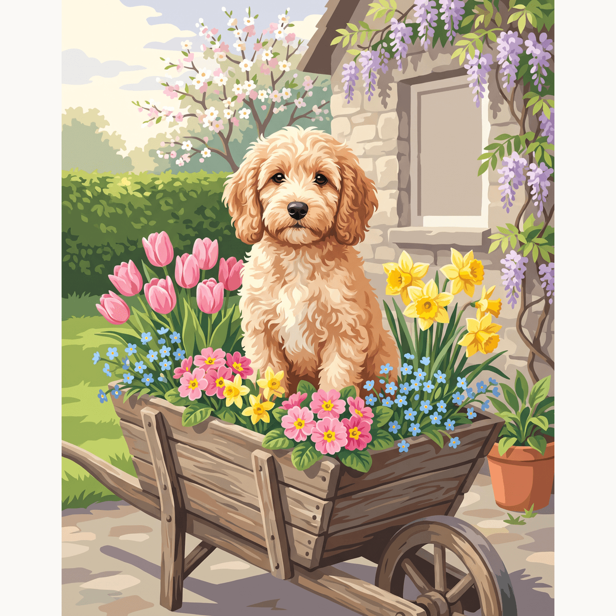 Puppy Barrow Blooms - Number Artist Paint by Numbers Kits