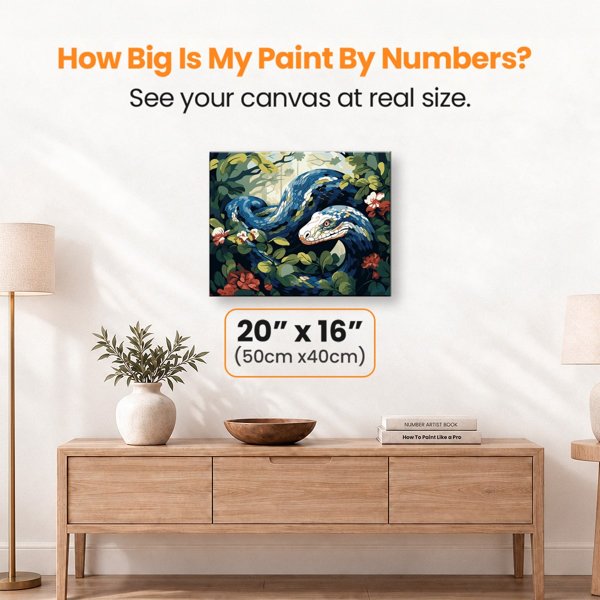 The image portrays a majestic serpentine creature, its scales glistening under an unseen light source, coiled within a verdant environment adorned with lush foliage and vibrant flowers..