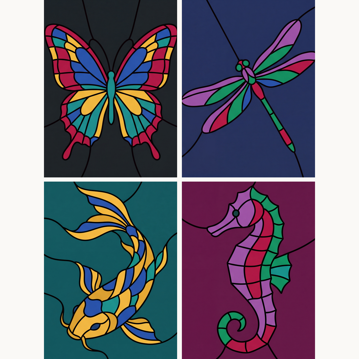 Stained Glass Creatures - Number Artist Paint by Numbers Kits