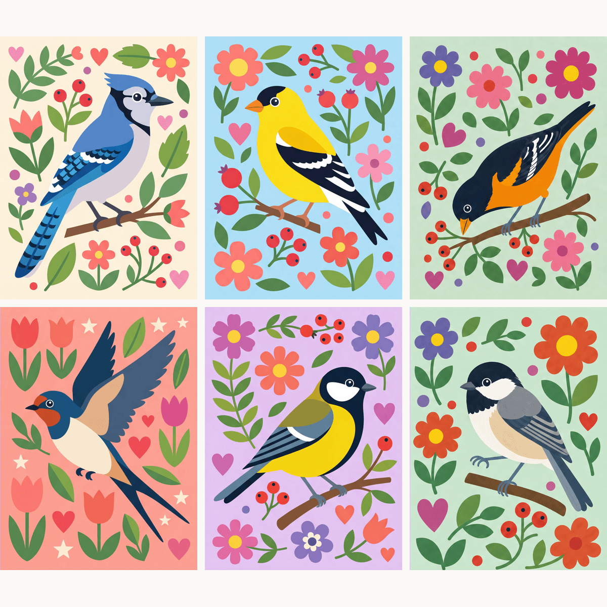 Folk Art Songbirds Vol. 2 - Number Artist Paint by Numbers Kits