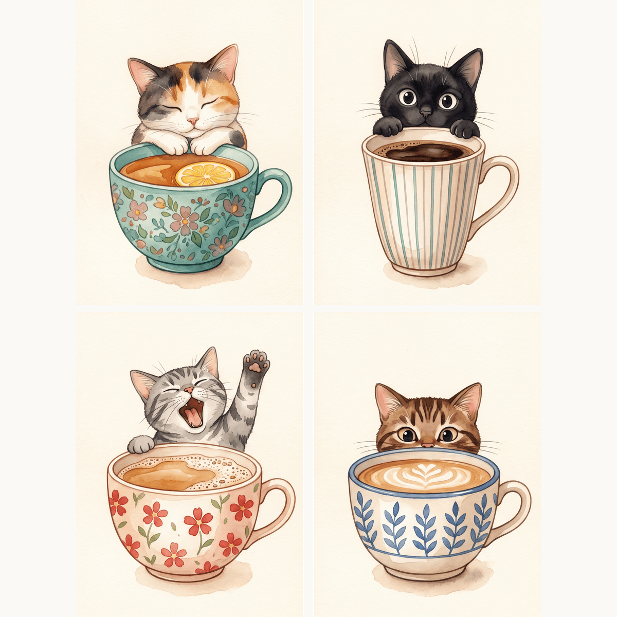 Coffee Cup Kittens - Number Artist Paint by Numbers Kits
