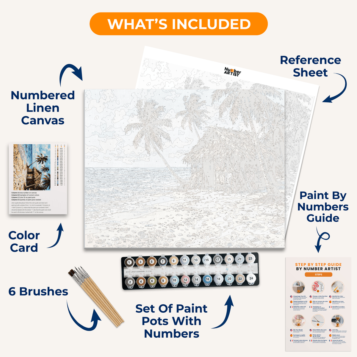 Palm Hut Paradise - Number Artist Paint by Numbers Kits