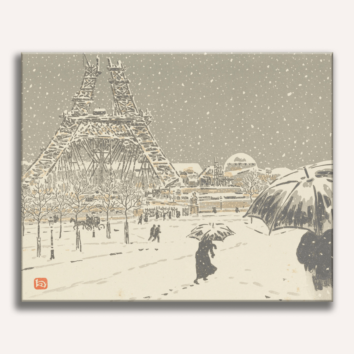 La Tour en construction, vue du Trocadéro by Henri Riviere - Number Artist Paint by Numbers Kits
