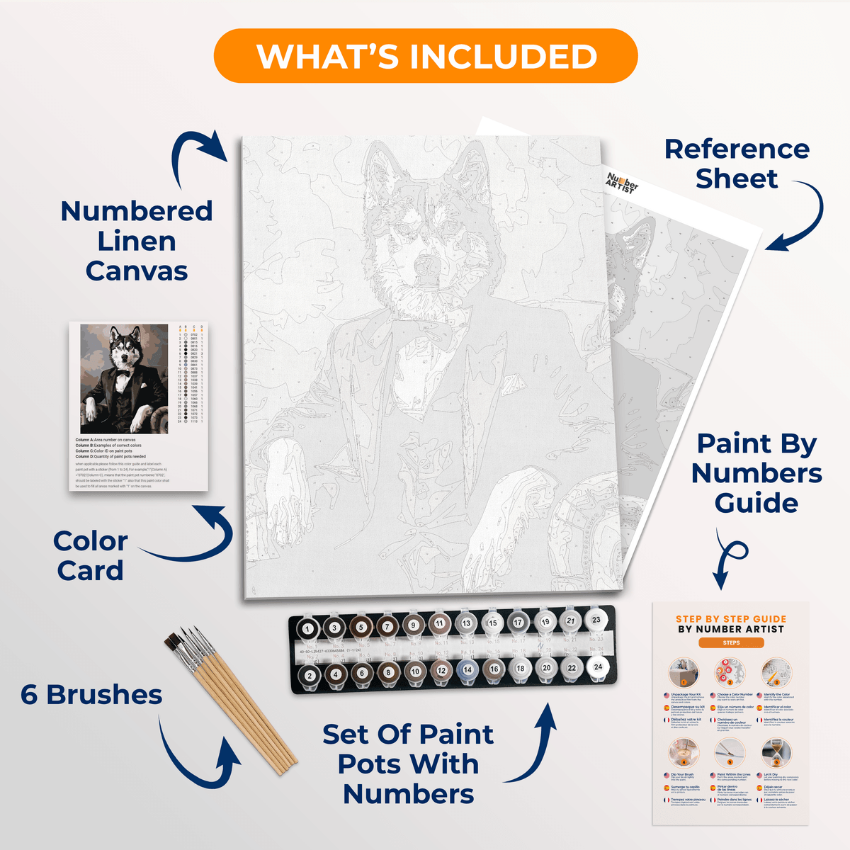 Tuxedo Husky - Number Artist Paint by Numbers Kits