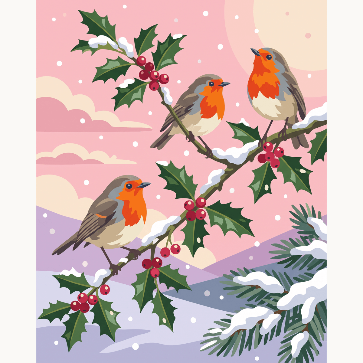 Holly Robin Cheer - Number Artist Paint by Numbers Kits