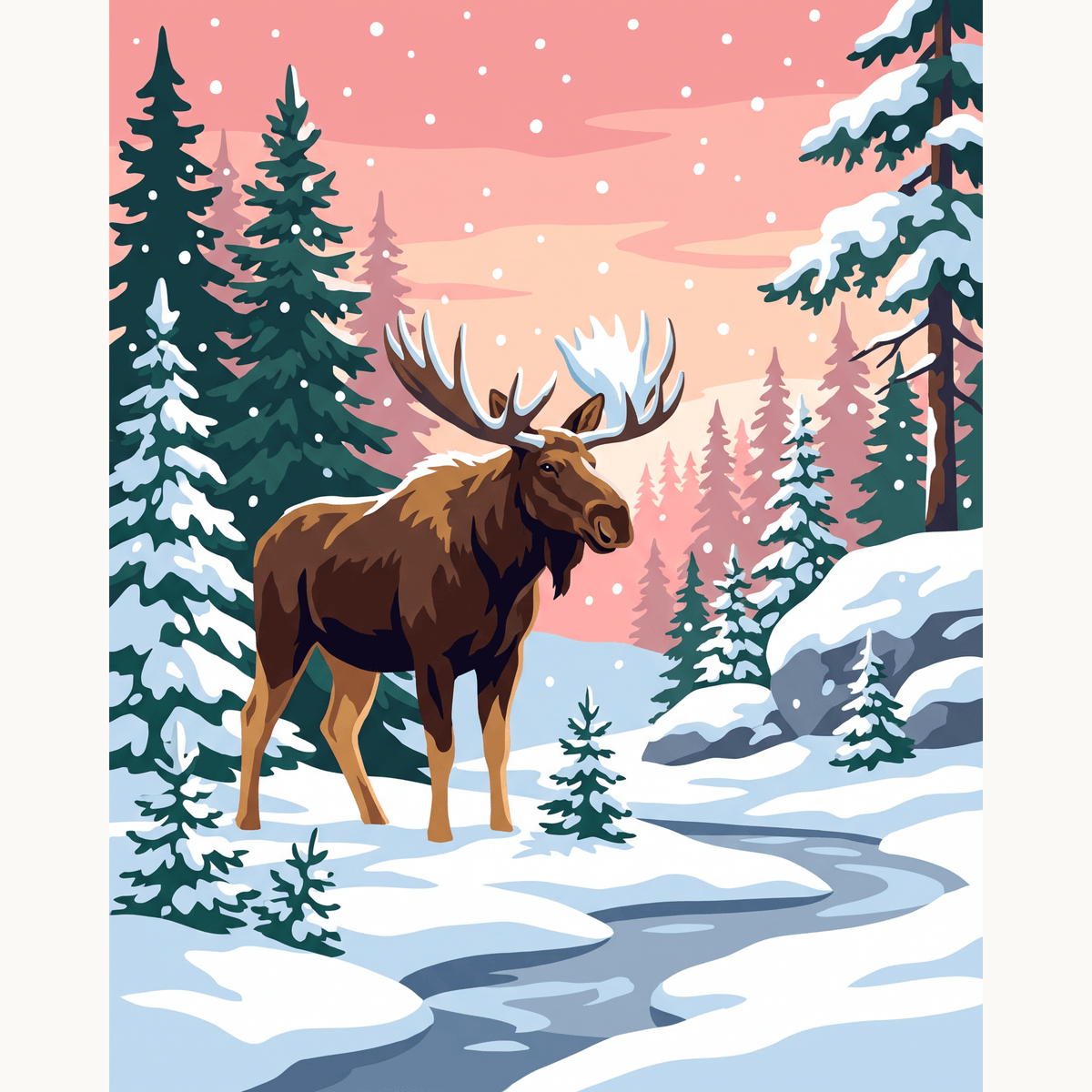 Moose Morning Calm - Number Artist Paint by Numbers Kits