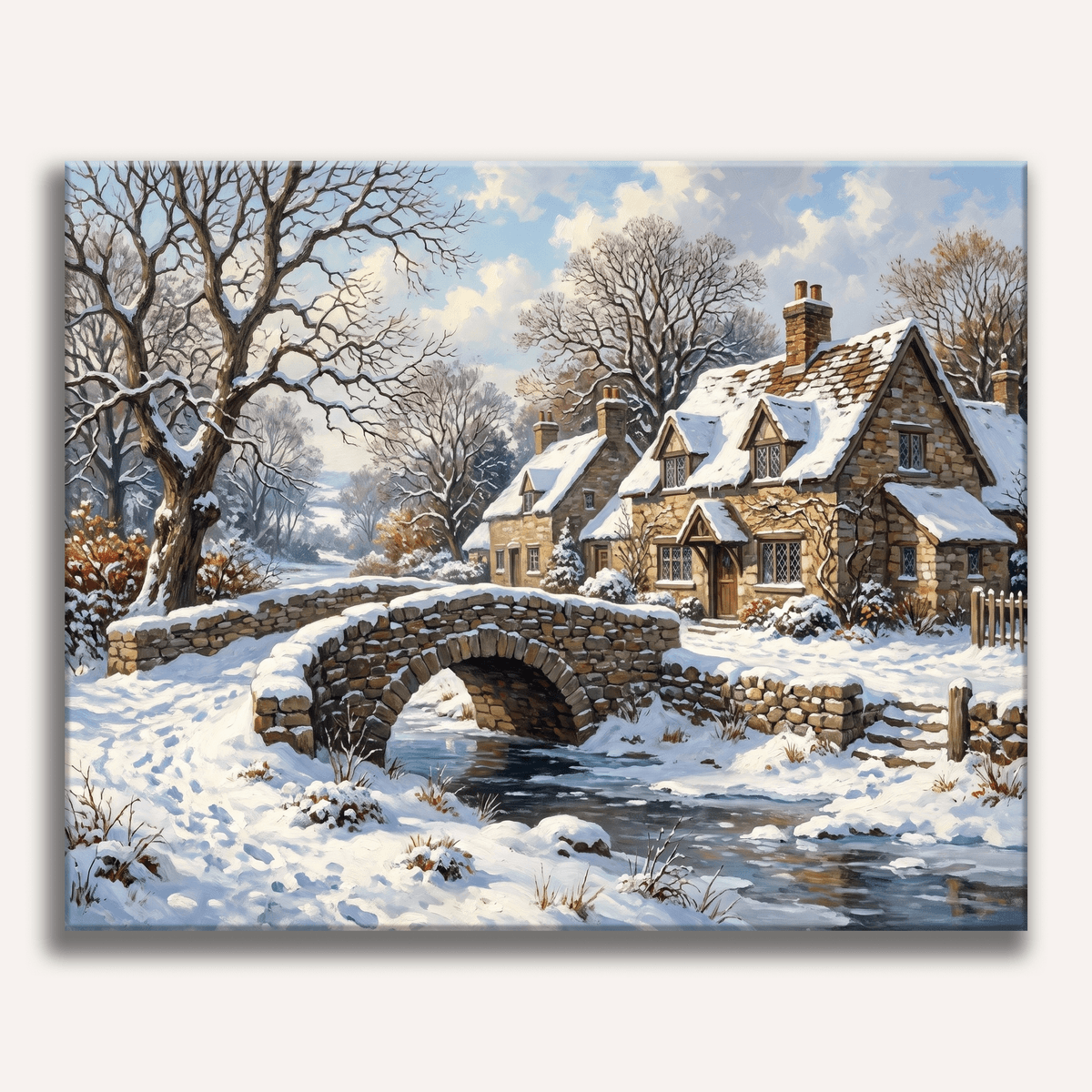 Village Bridge Frost - Number Artist Paint by Numbers Kits