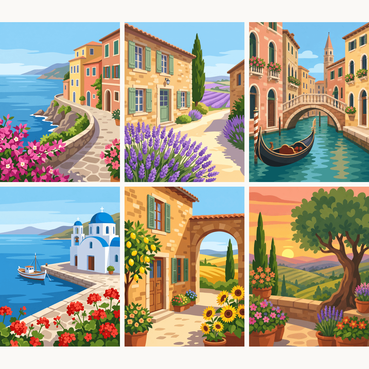 Mediterranean Coastline - Number Artist Paint by Numbers Kits