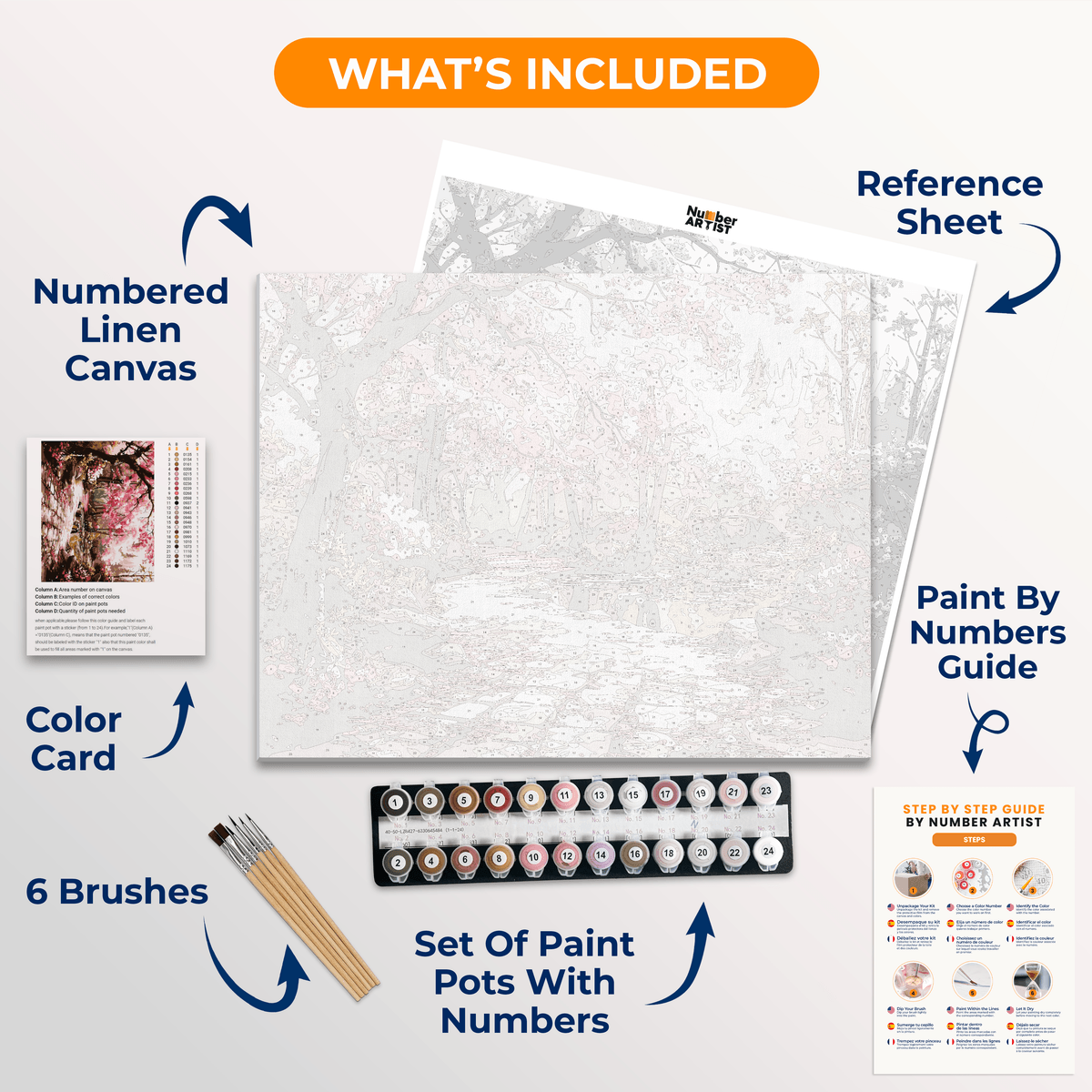 Serene Sakura Stone Path - Number Artist Paint by Numbers Kits