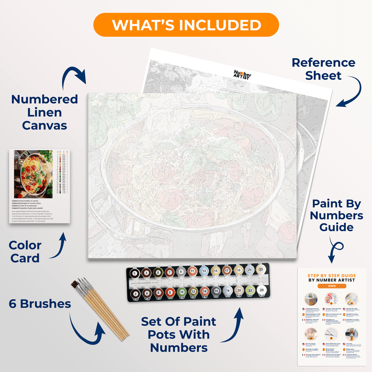 The image showcases a culinary scene featuring a large pot filled with cooked spaghetti, tomatoes, and basil leaves.