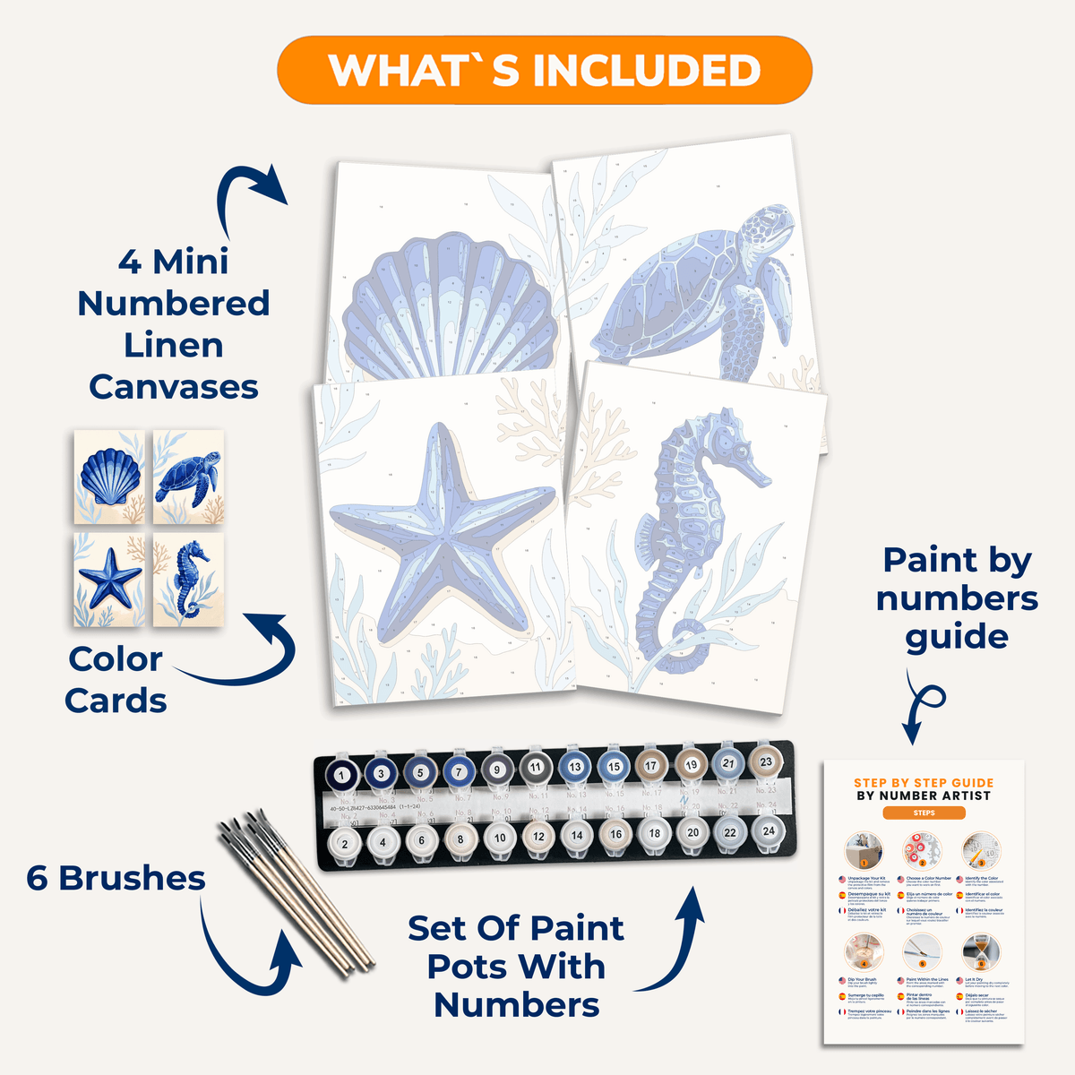 Coastal Blue - Number Artist Paint by Numbers Kits