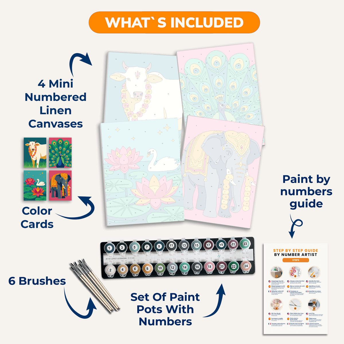 Sacred Animals of India - Number Artist Paint by Numbers Kits