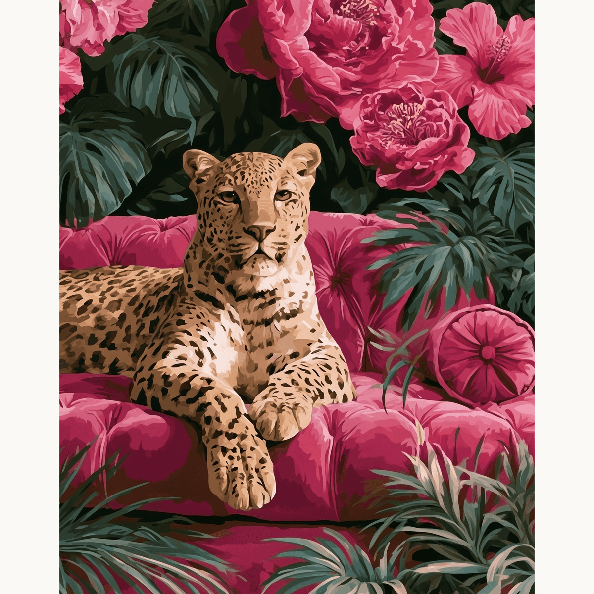 Leopard's Pink Sofa - Number Artist Paint by Numbers Kits