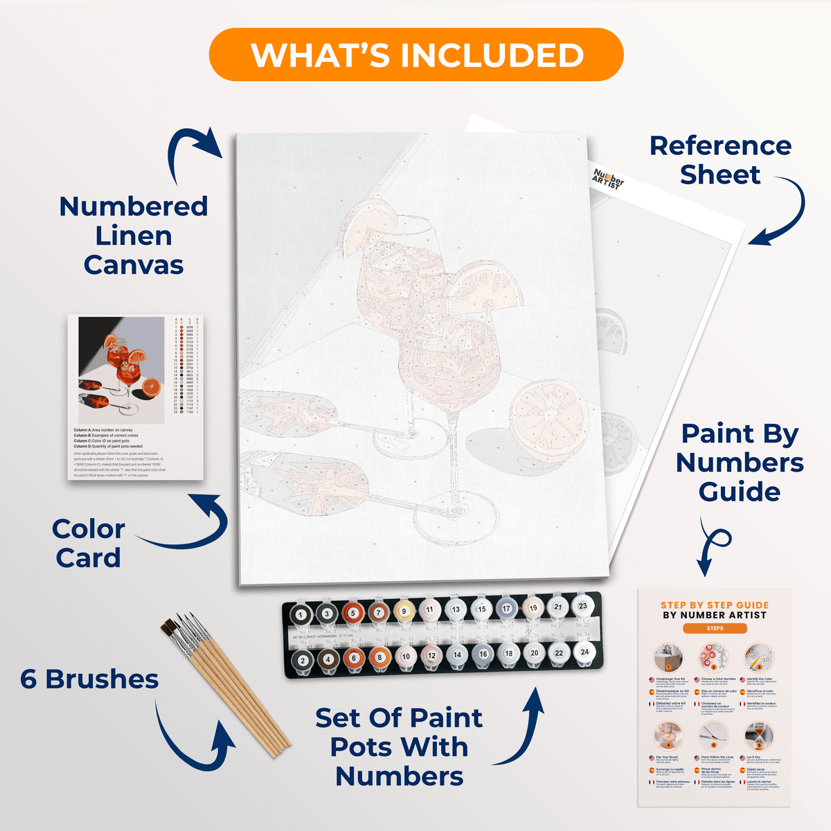 Bright Orange Spritz Duo - Number Artist Paint by Numbers Kits