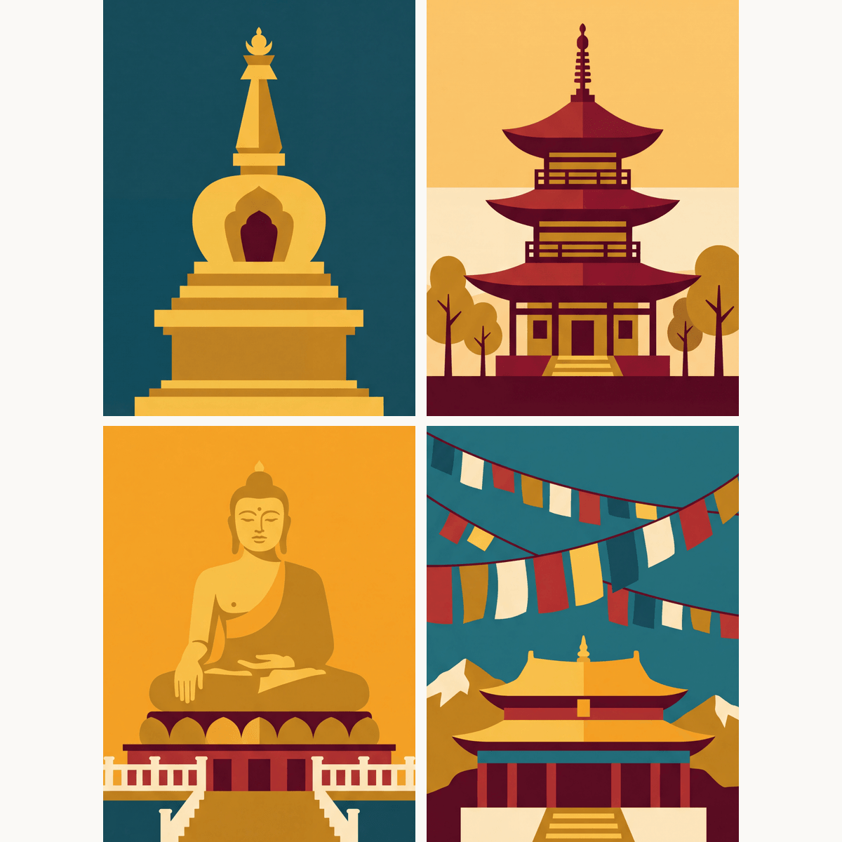 Buddhist Temples - Number Artist Paint by Numbers Kits