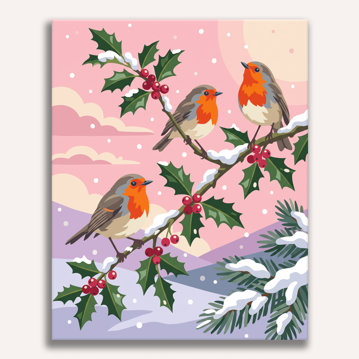 Holly Robin Cheer - Number Artist Paint by Numbers Kits