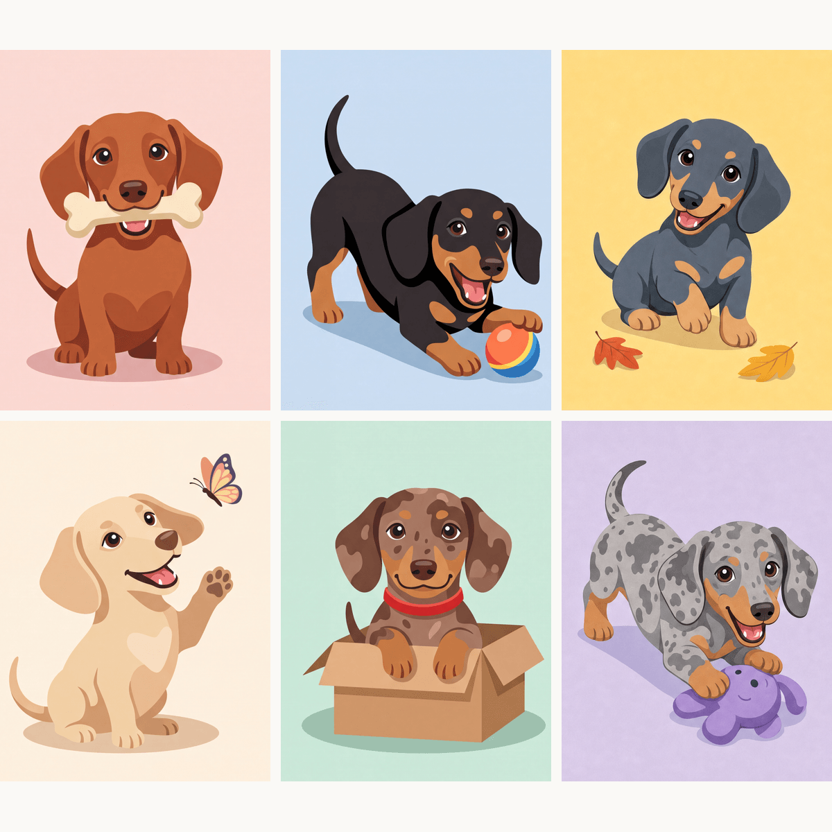 Playful Daschunds - Number Artist Paint by Numbers Kits