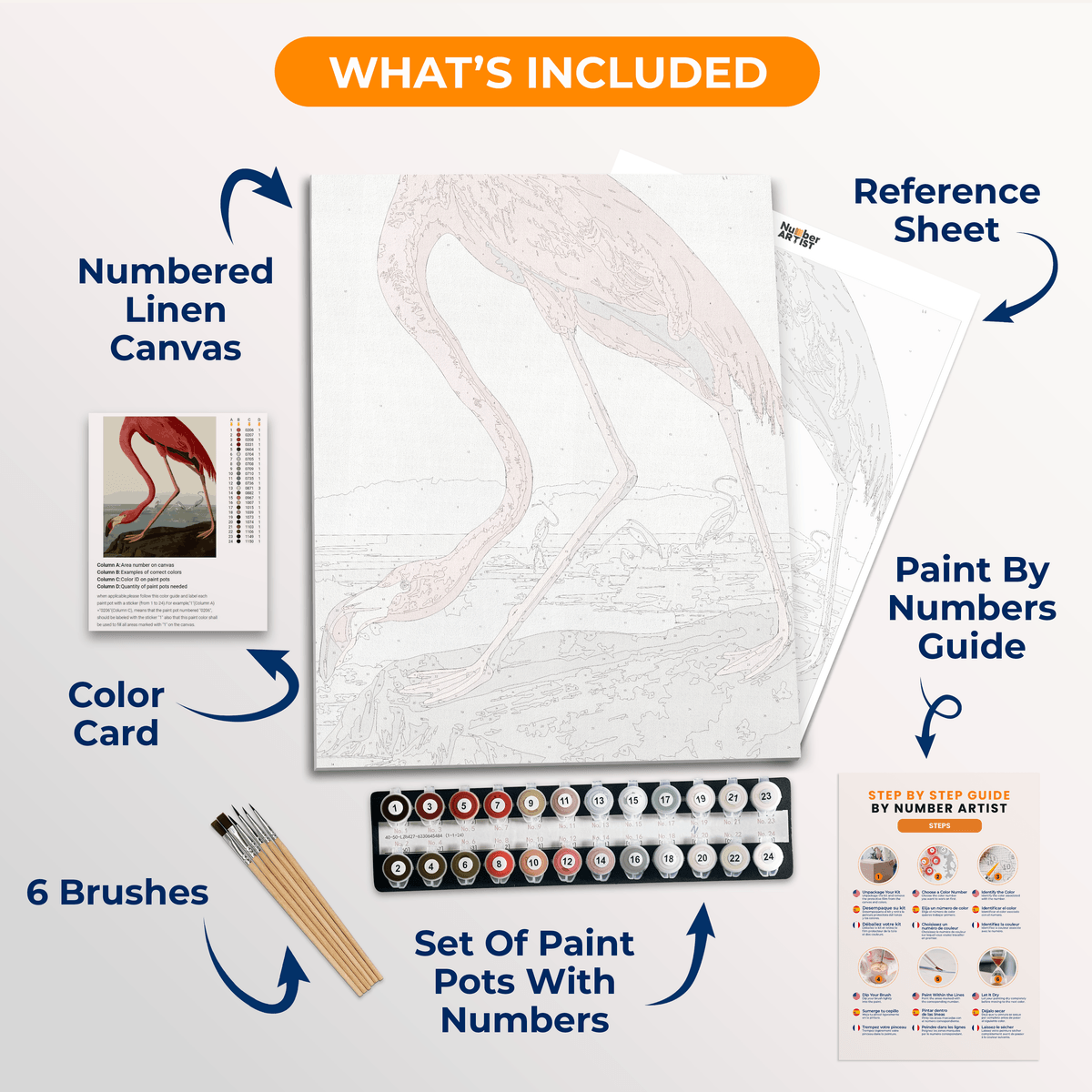 American Flamingo by John James Audubon - Number Artist Paint by Numbers Kits