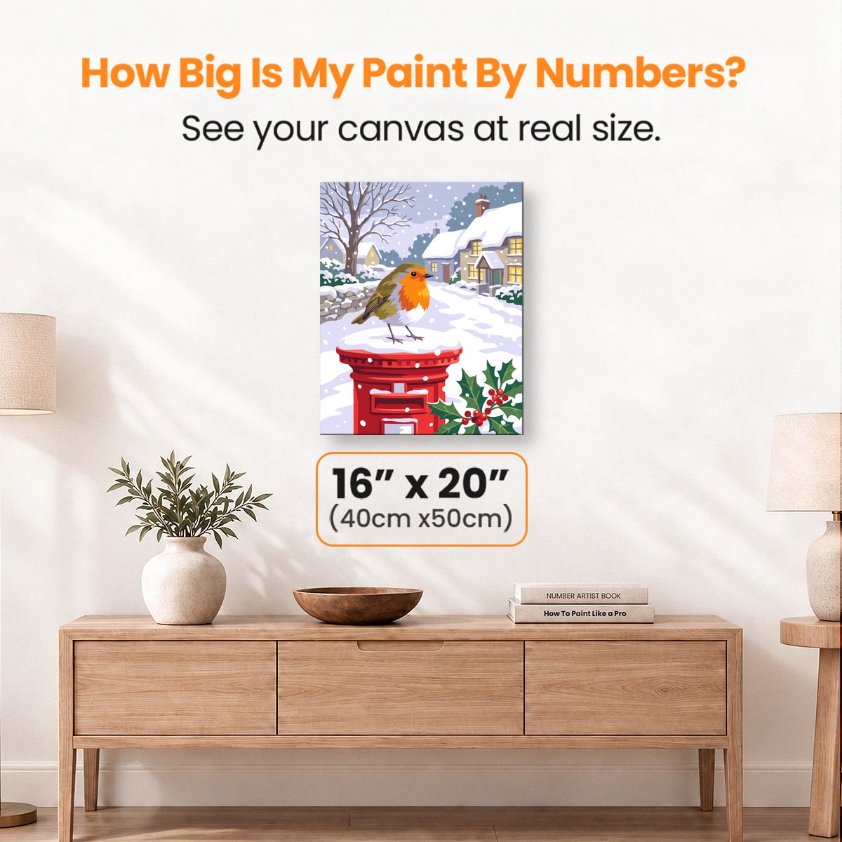 Snowy Postbox Robin - Number Artist Paint by Numbers Kits