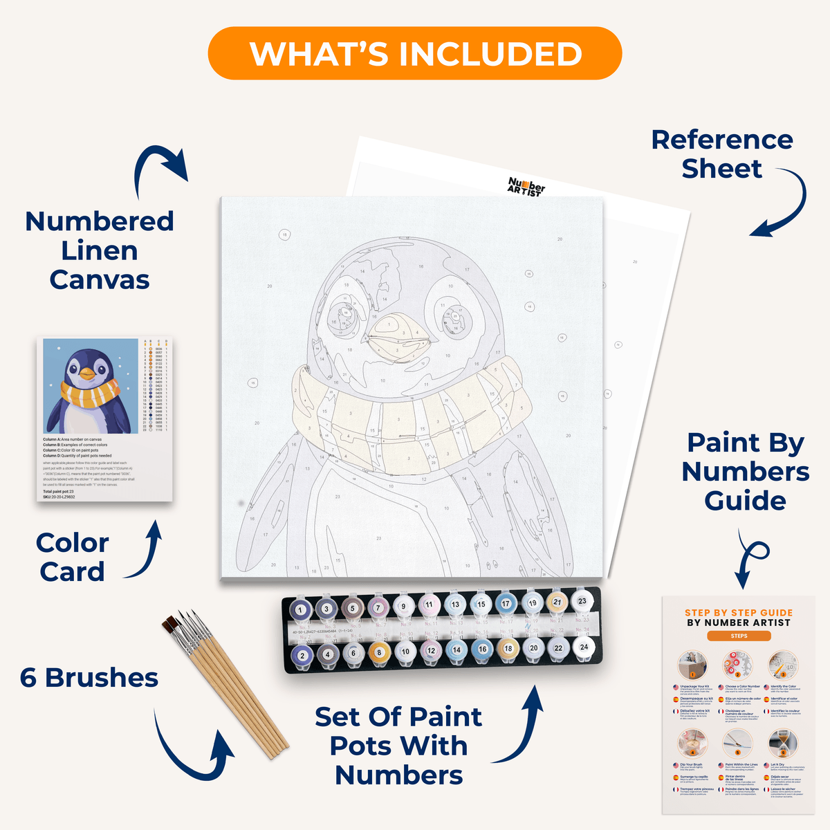 Scarf Penguin - Number Artist Paint by Numbers Kits