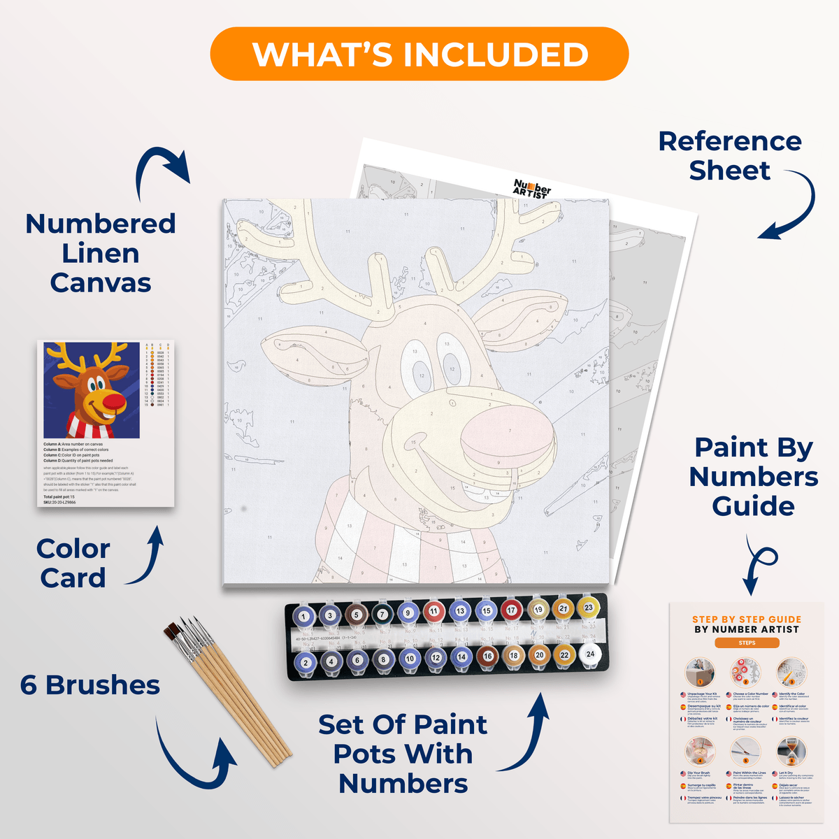 Red Nose Rudolph - Number Artist Paint by Numbers Kits