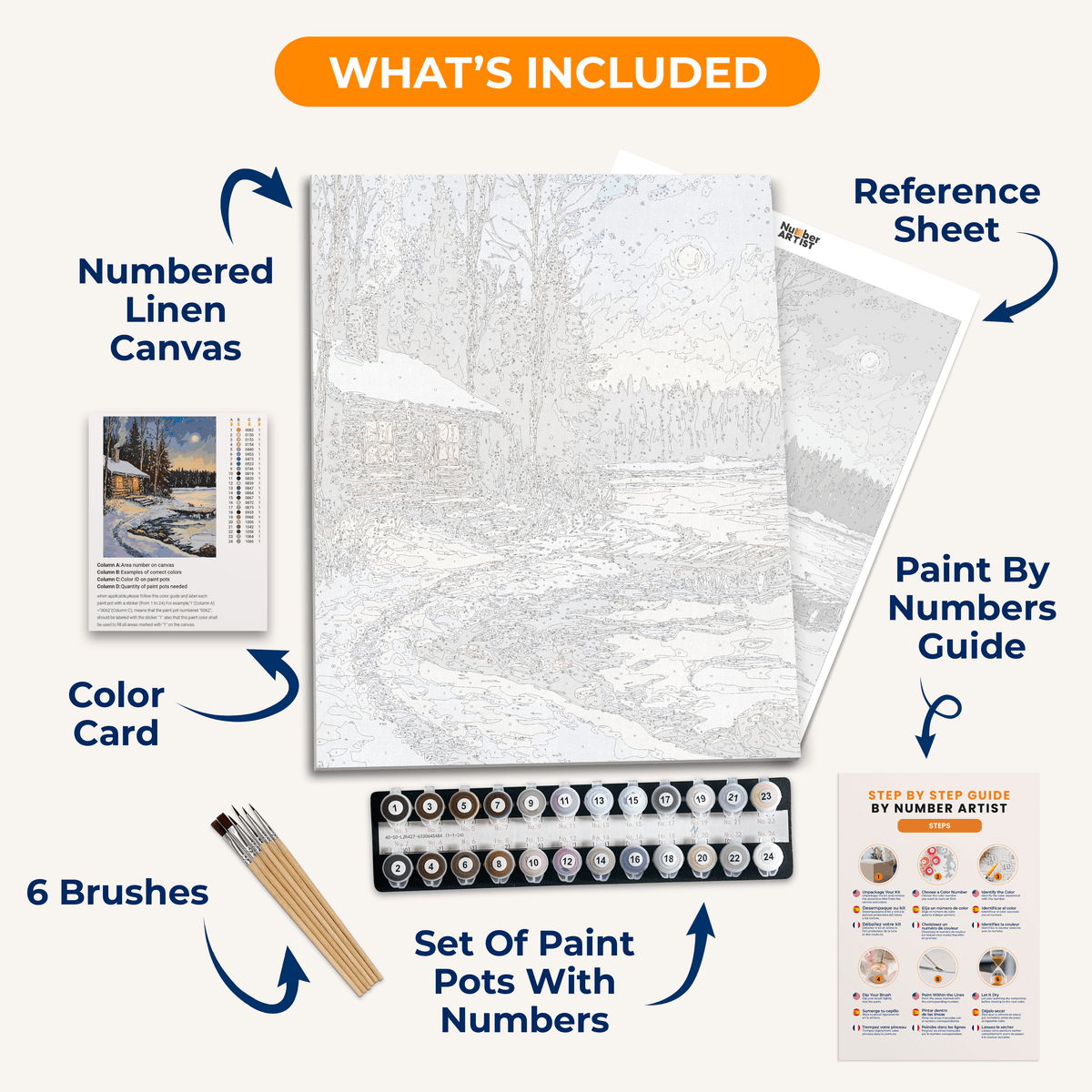 Snow Cabin NIght - Number Artist Paint by Numbers Kits
