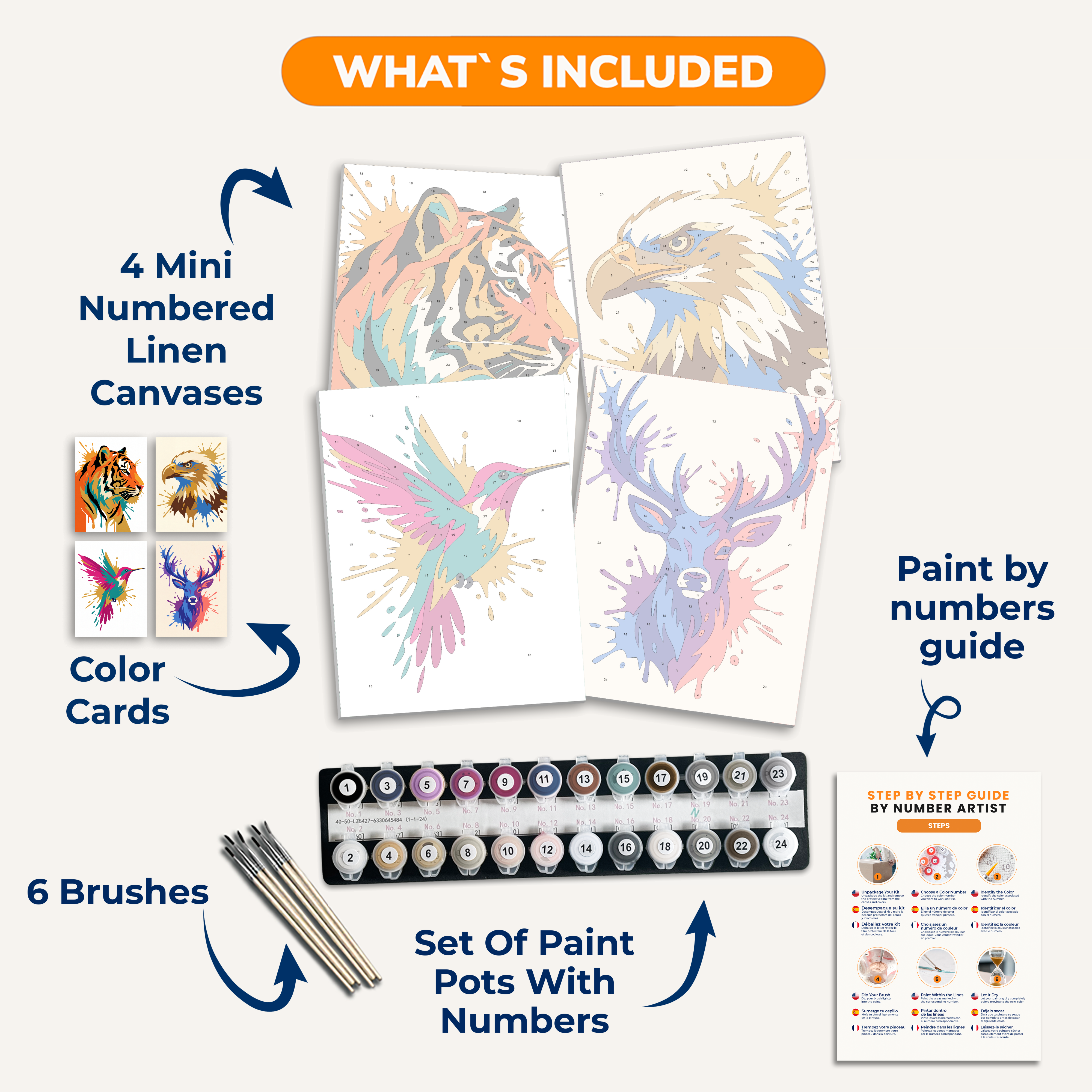 Watercolor Wildlife - Number Artist Paint by Numbers Kits