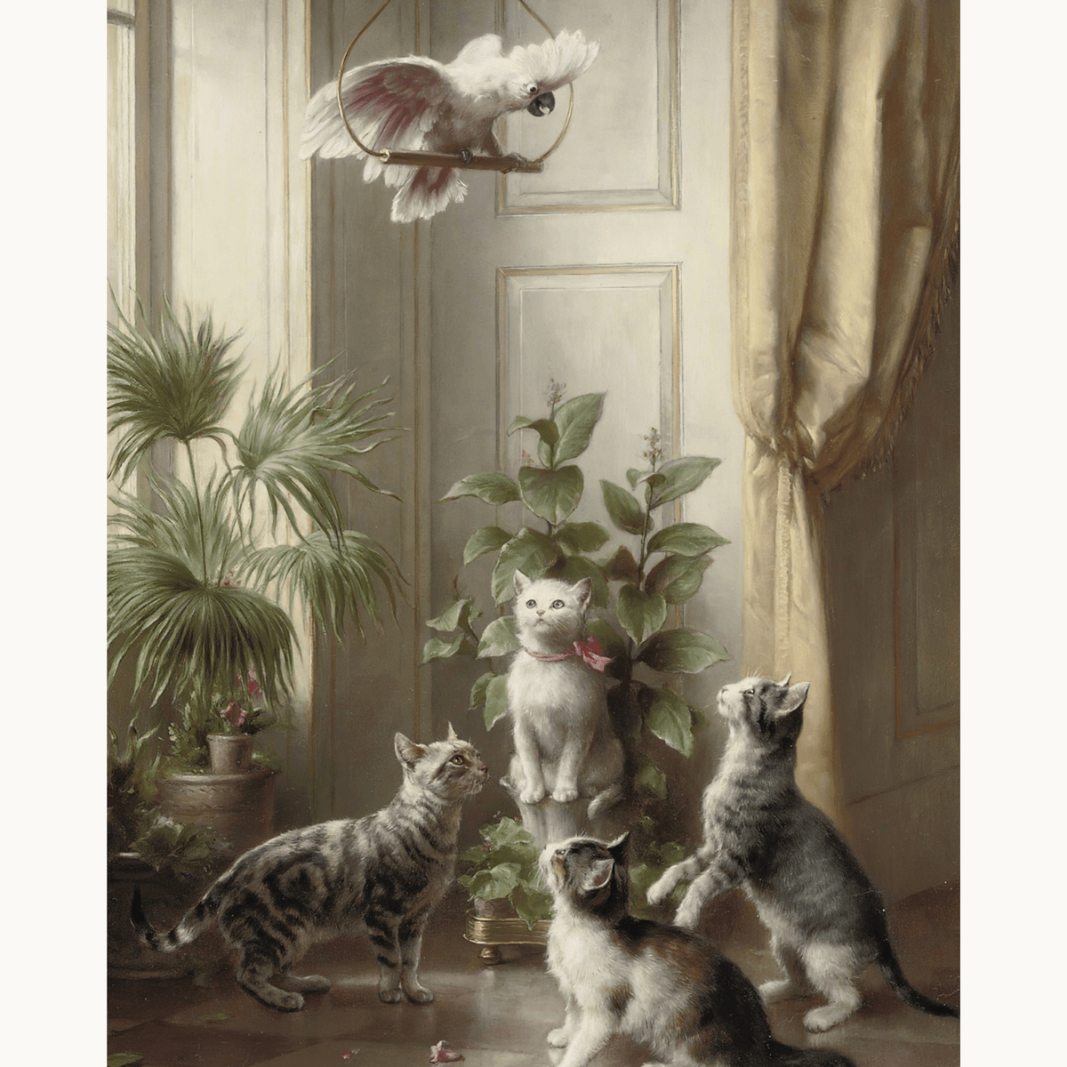 Cats and the Cockatoo by Carl Reichert - Number Artist Paint by Numbers Kits