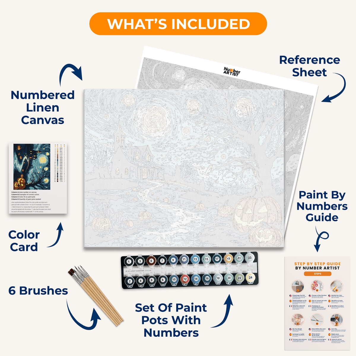 Starry Night Halloween - Number Artist Paint by Numbers Kits