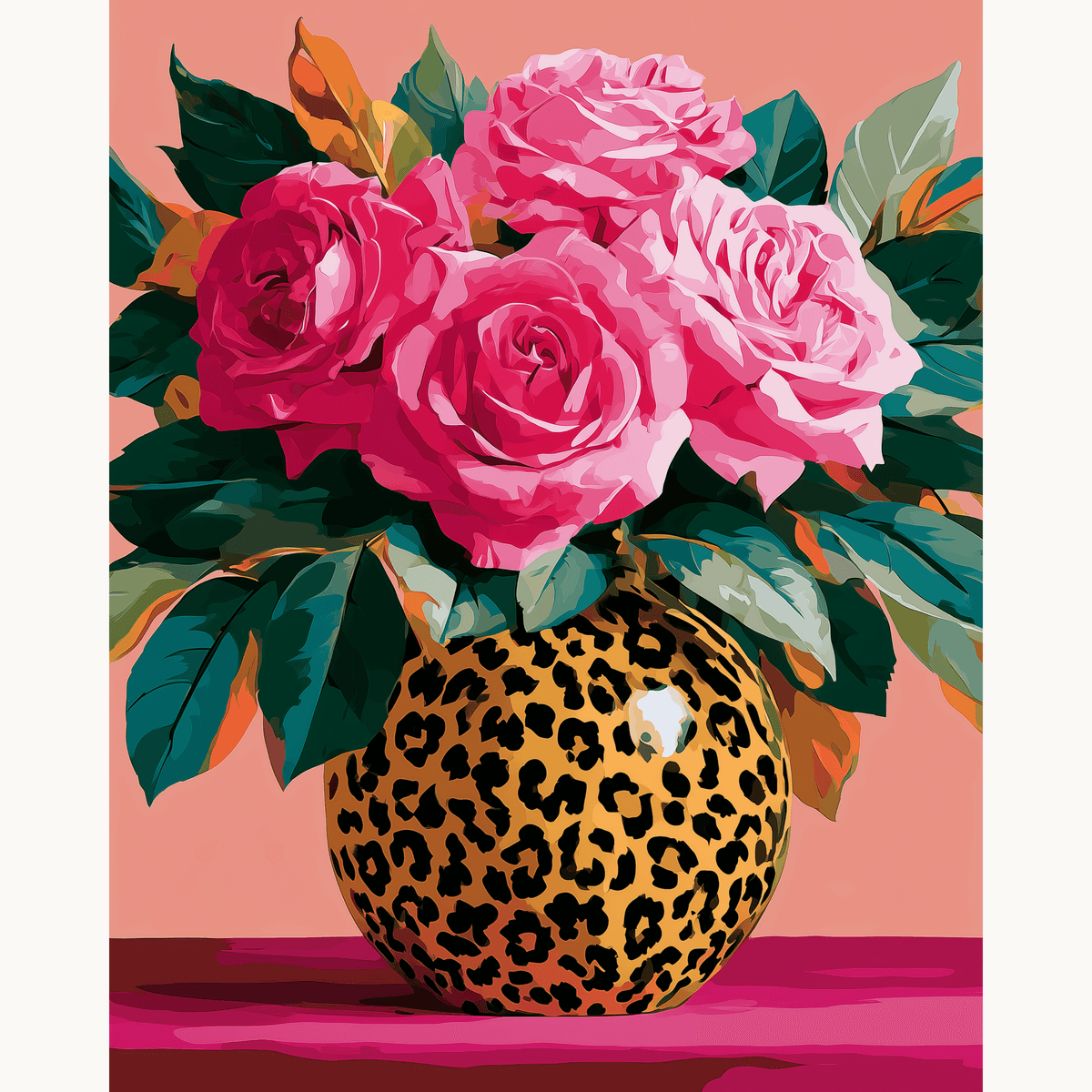 Leopard Vase Roses - Number Artist Paint by Numbers Kits