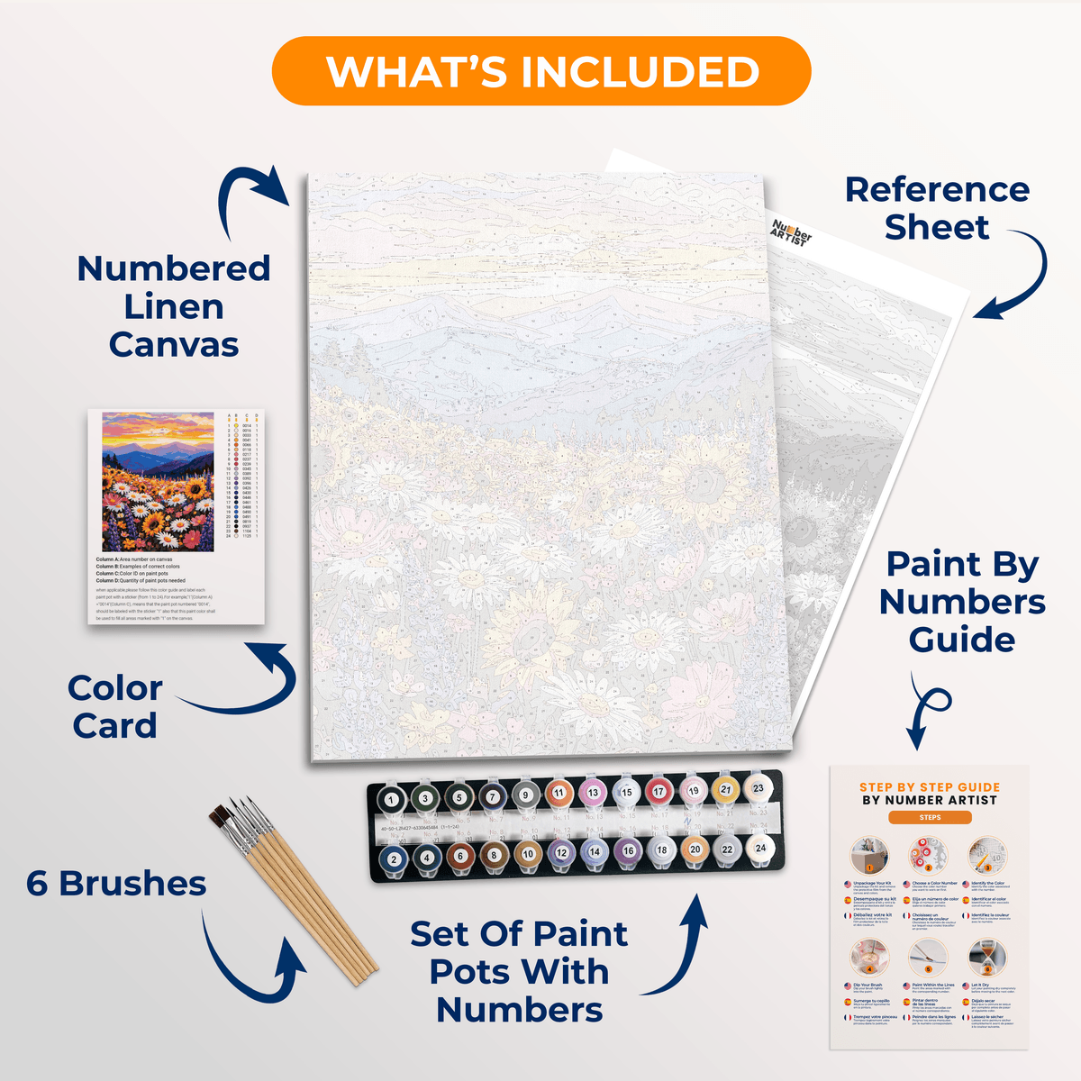 Vibrant Flower Meadow - Number Artist Paint by Numbers Kits