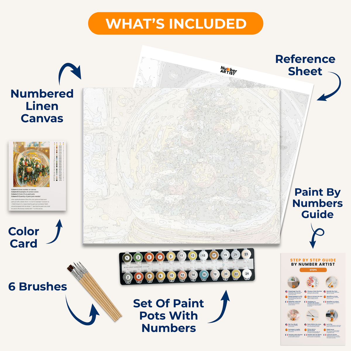 Festive Snow Globe - Number Artist Paint by Numbers Kits