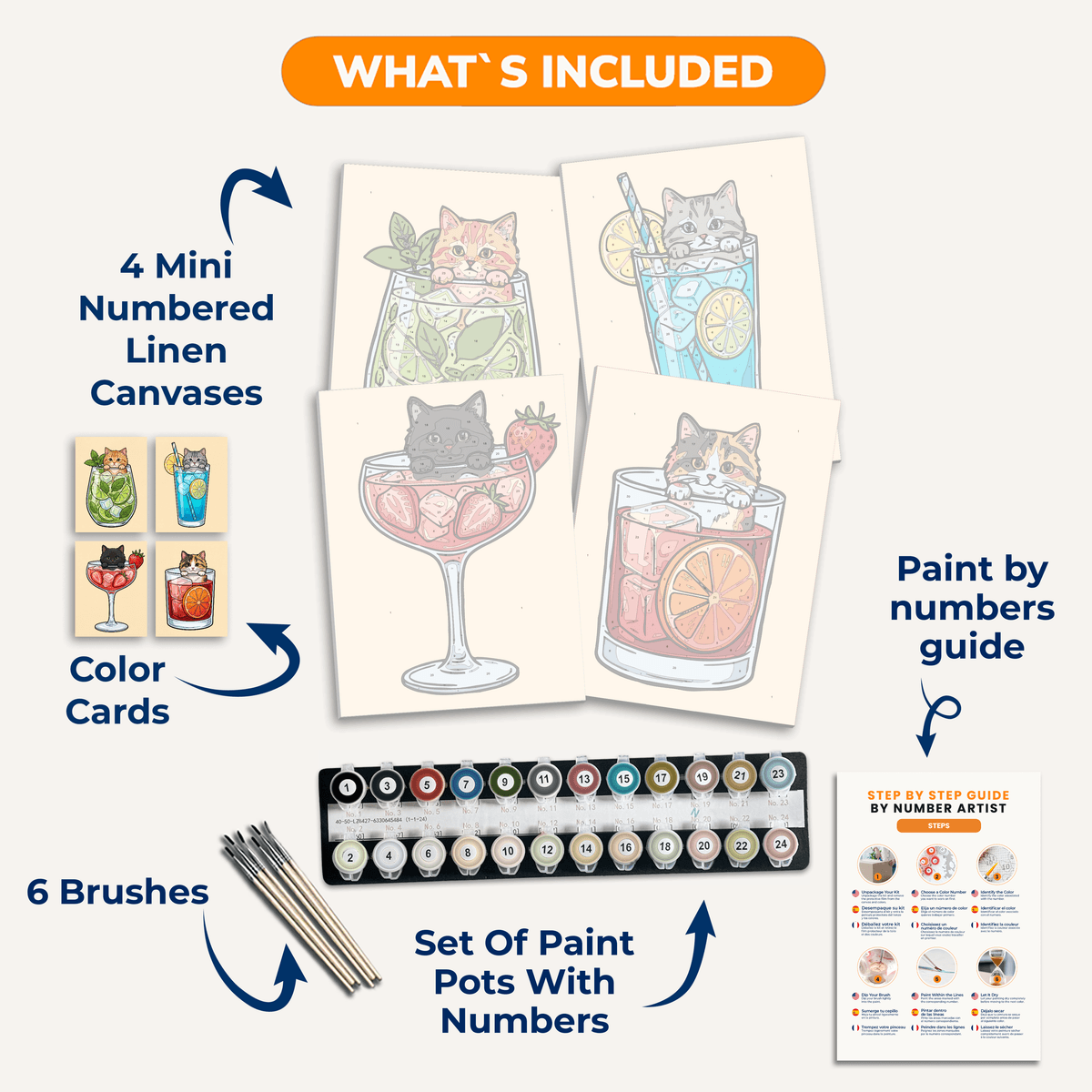 Cocktail Kittens - Number Artist Paint by Numbers Kits