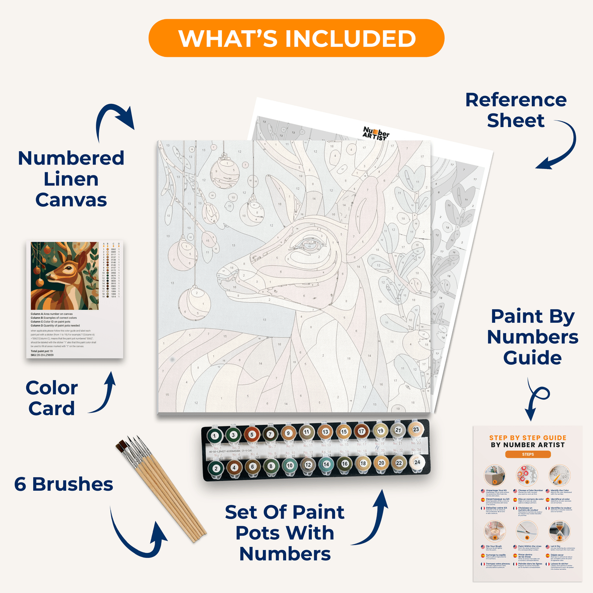 Colorful Reindeer - Number Artist Paint by Numbers Kits