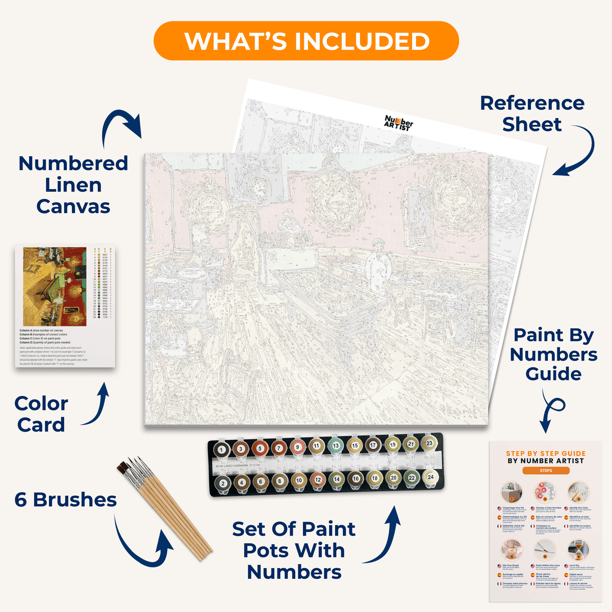 The Night Caf������ by Vincent Van Gogh - Number Artist Paint by Numbers Kits