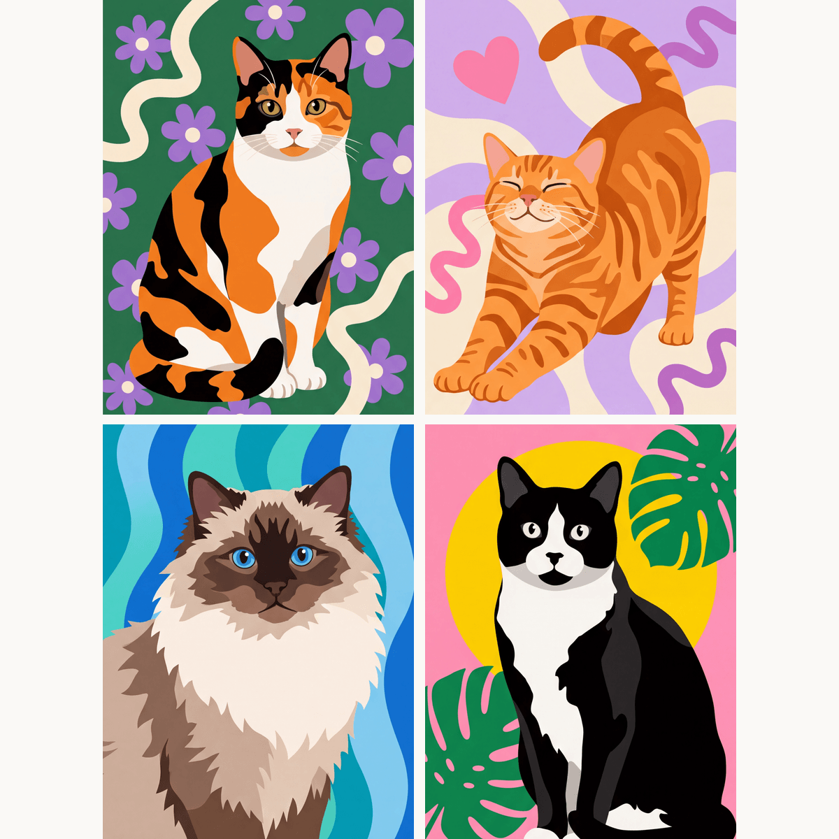 Funky Cats - Number Artist Paint by Numbers Kits