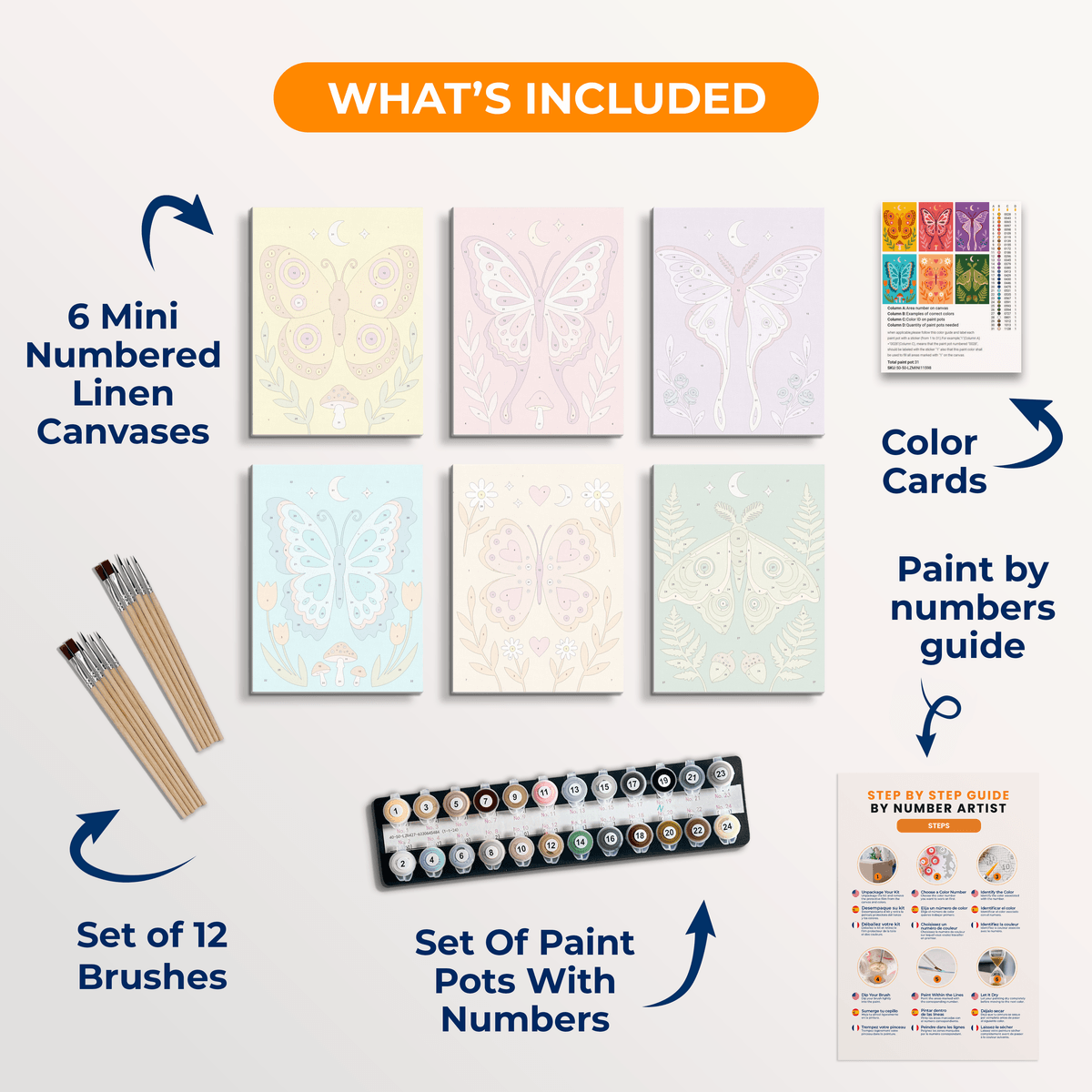 Folk Art Butterflies - Number Artist Paint by Numbers Kits
