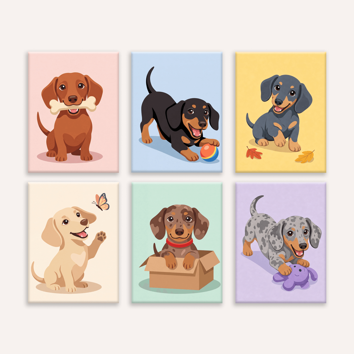 Playful Daschunds - Number Artist Paint by Numbers Kits